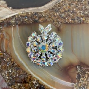 Sparkler Aurora Borealis Rhinestone Brooch Pin Vtg